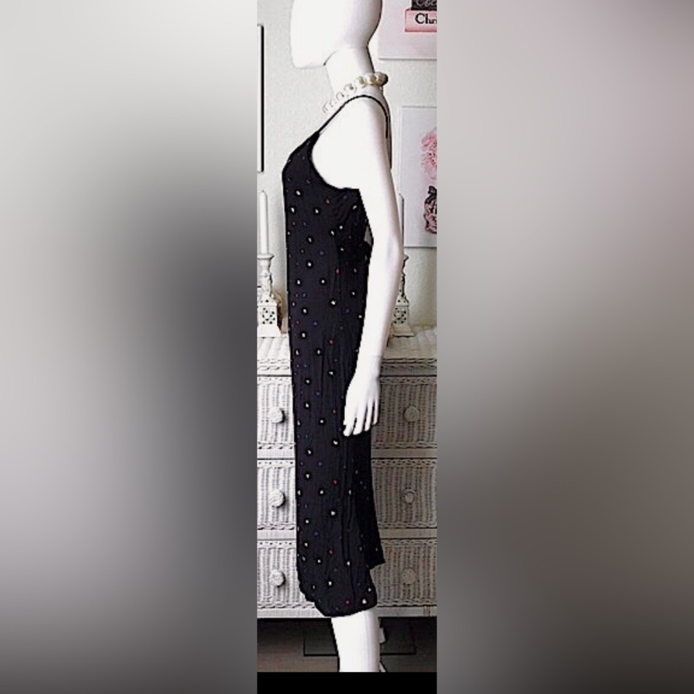 Reformation Jaxon Midi Dress Low Cut Sleeveless in Stella Star in Black size 2 - Picture 3 of 9